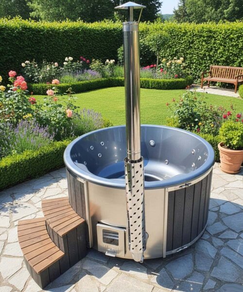Hot Tub Badefass mit Spa Funktion / Sprudelfunktion für 4-6 Personen 200cm